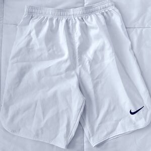 Nike youth White Athletic Shorts with Black Swoosh